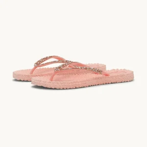 Flip Flops With Rhinestones - Soft Coral